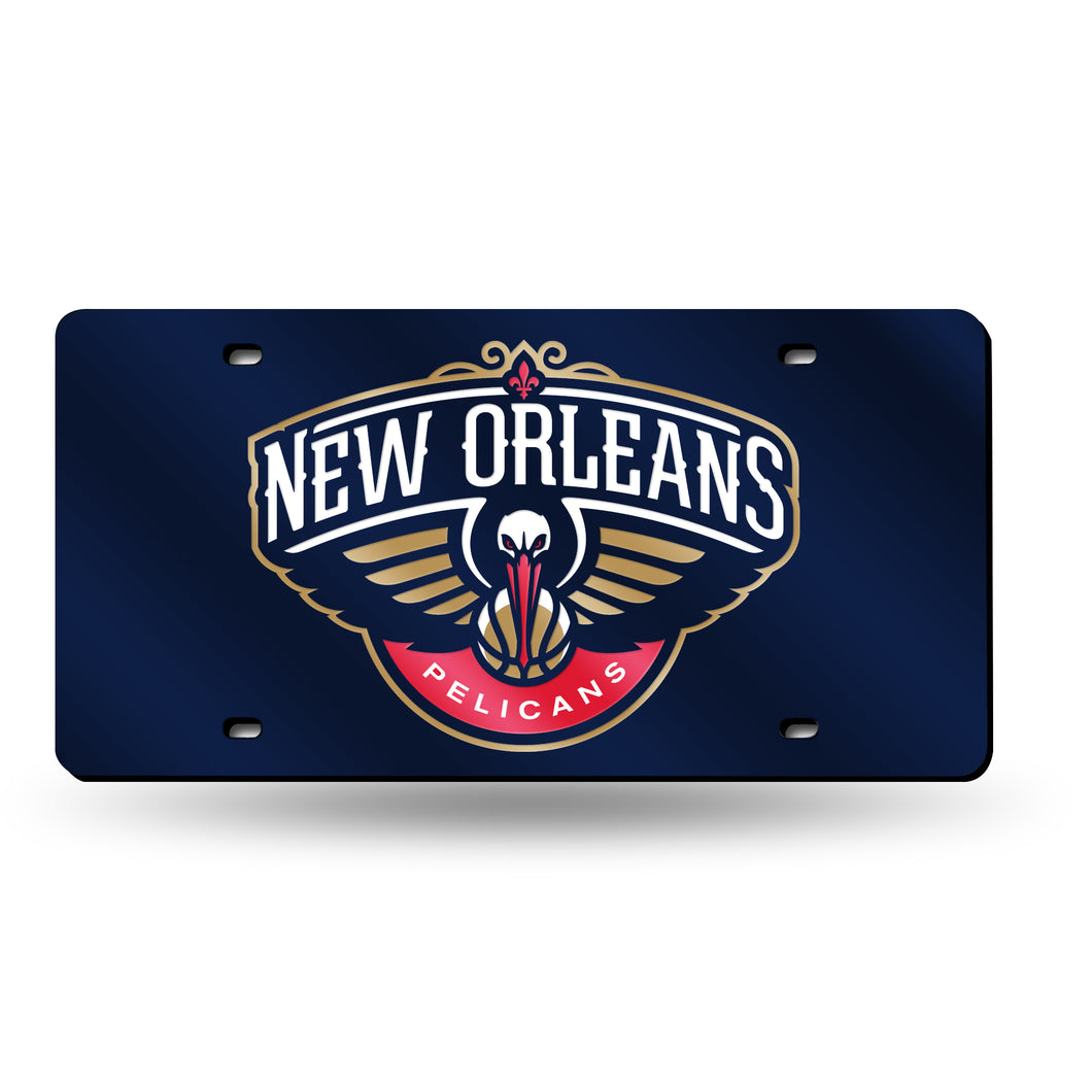 New Orleans Pelicans Blue Chrome Laser Tag License Plate 