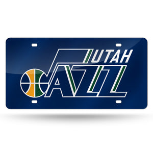 Utah Jazz Chrome Laser Tag License Plate 