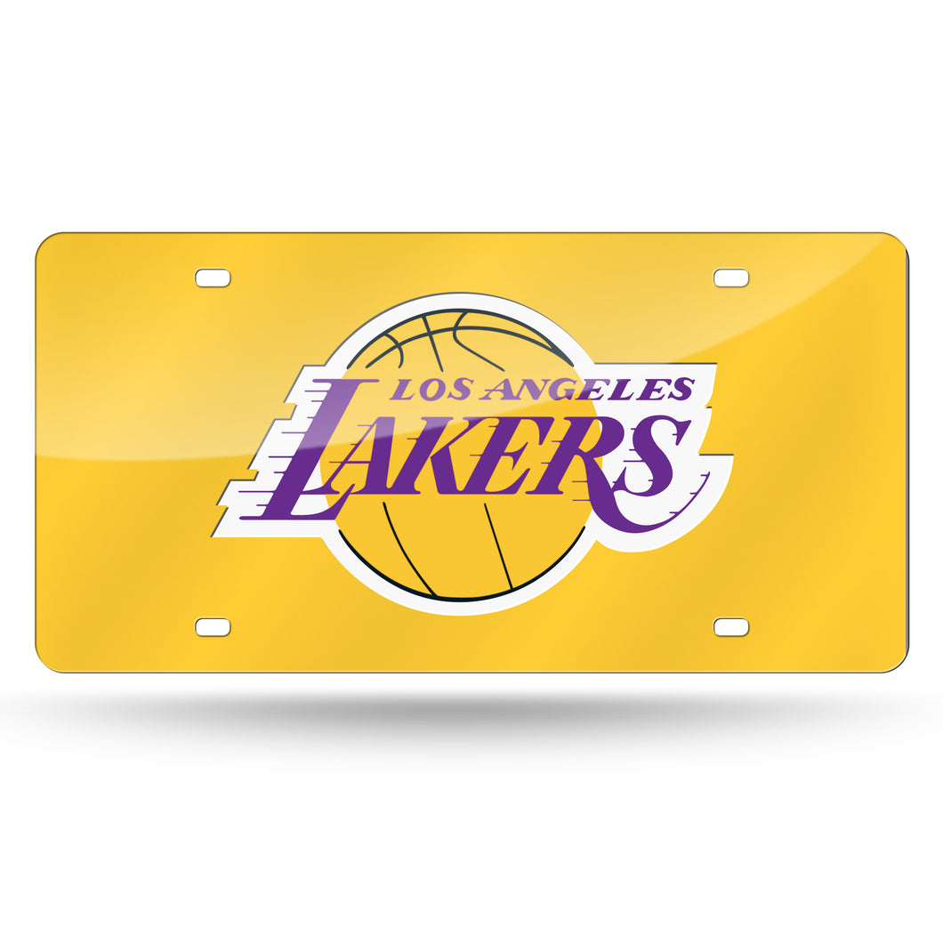 Los Angeles Lakers Yellow Chrome Laser Tag License Plate 