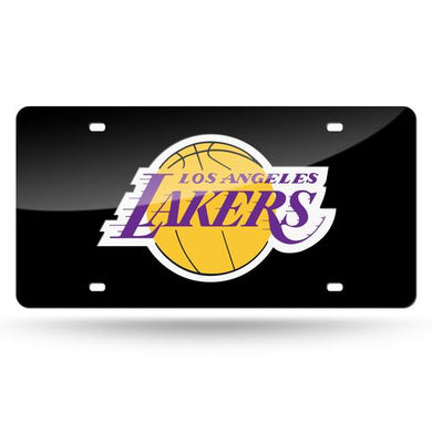 Los Angeles Lakers Black Chrome Laser Tag License Plate