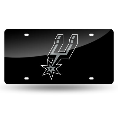 San Antonio Spurs Black Chrome Laser Tag License Plate 