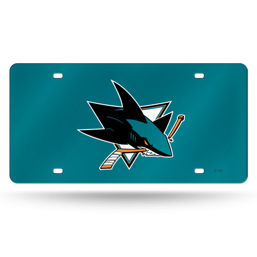 San Jose Sharks Chrome Laser Tag License Plate