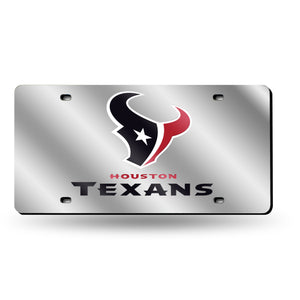 Houston Texans Silver Laser Tag License Plate 