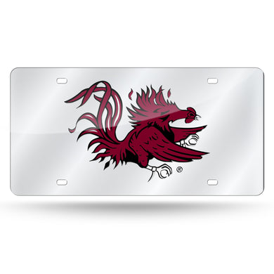 Souther Carolina Gamecocks Silver Laser Tag License Plate 