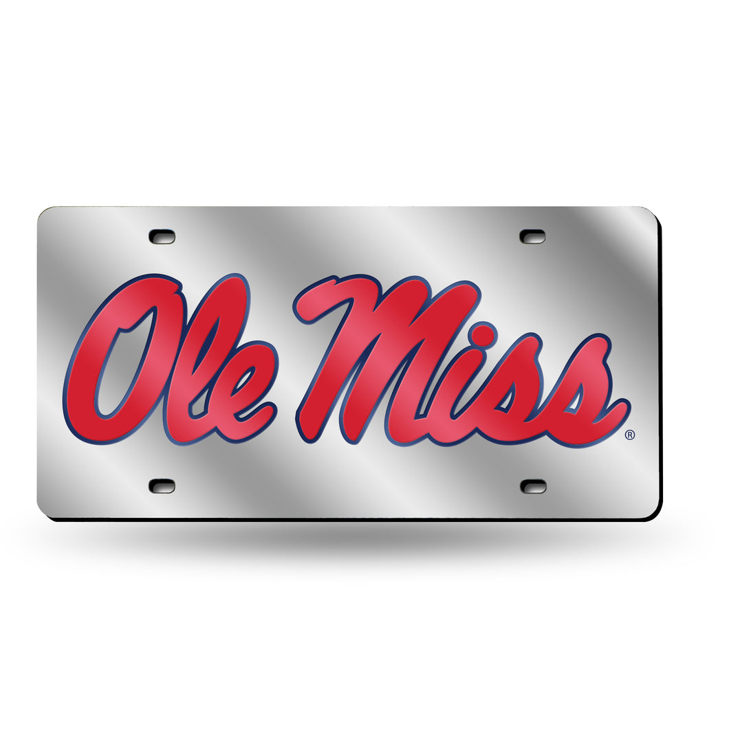 Ole Miss Rebels Silver  Laser Tag License Plate 