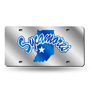 Indiana State Sycamores Silver Laser Tag License Plate 