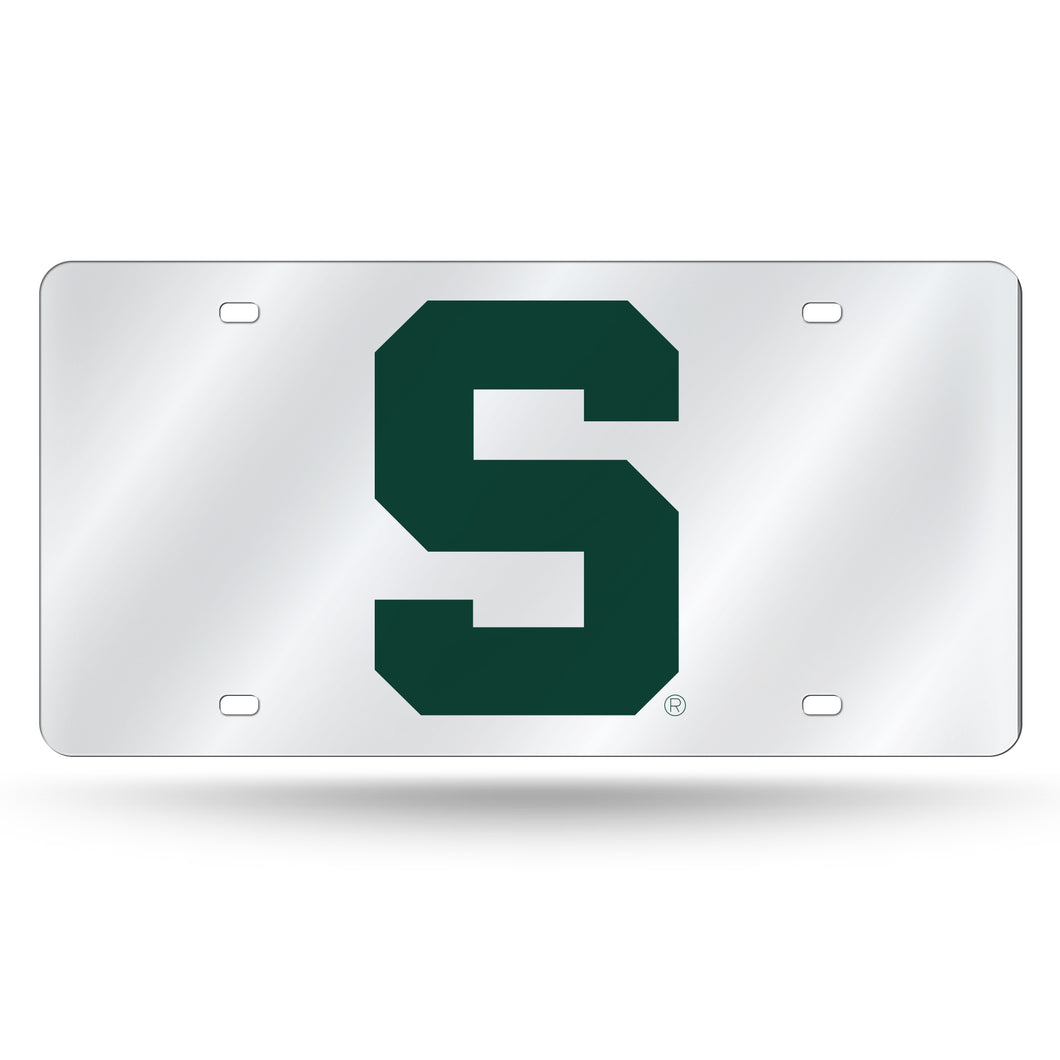 Michigan State Spartans Chrome Laser Tag License Plate