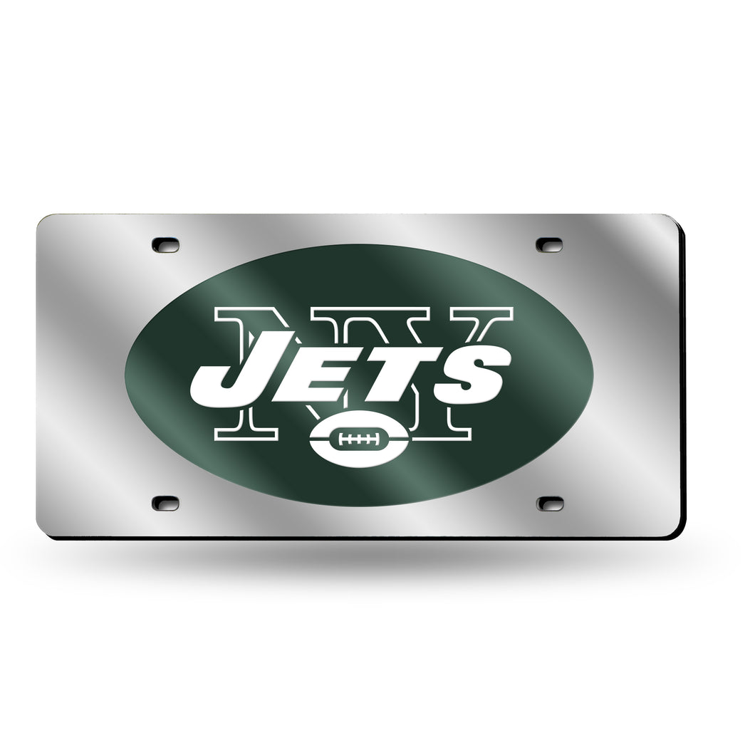 New York Jets Silver Laser Tag License Plate 