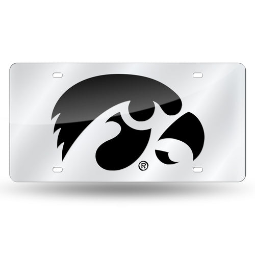 Iowa Hawkeyes Silver Laser Tag License Plate 