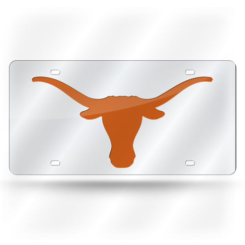 Texas Lonhorns Chrome Laser Tag License Plate