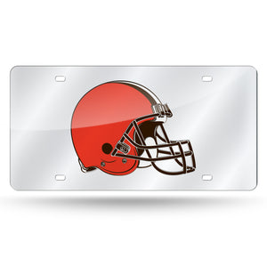 Cleveland Browns Silver Laser Tag License Plate 