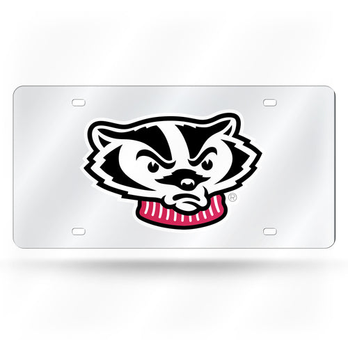 Wisconsin Badgers Chrome Laser Tag License Plate 