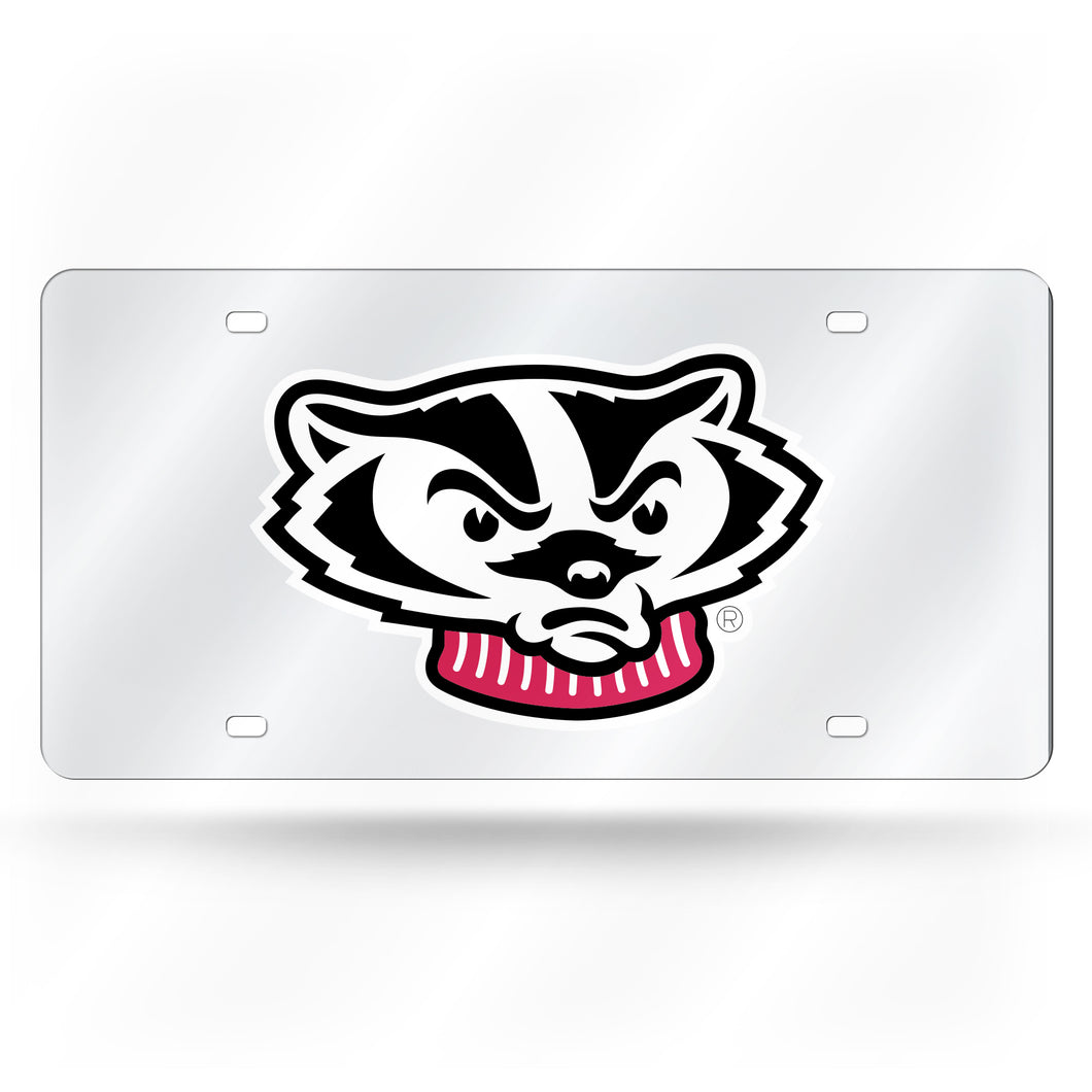 Wisconsin Badgers Chrome Laser Tag License Plate 