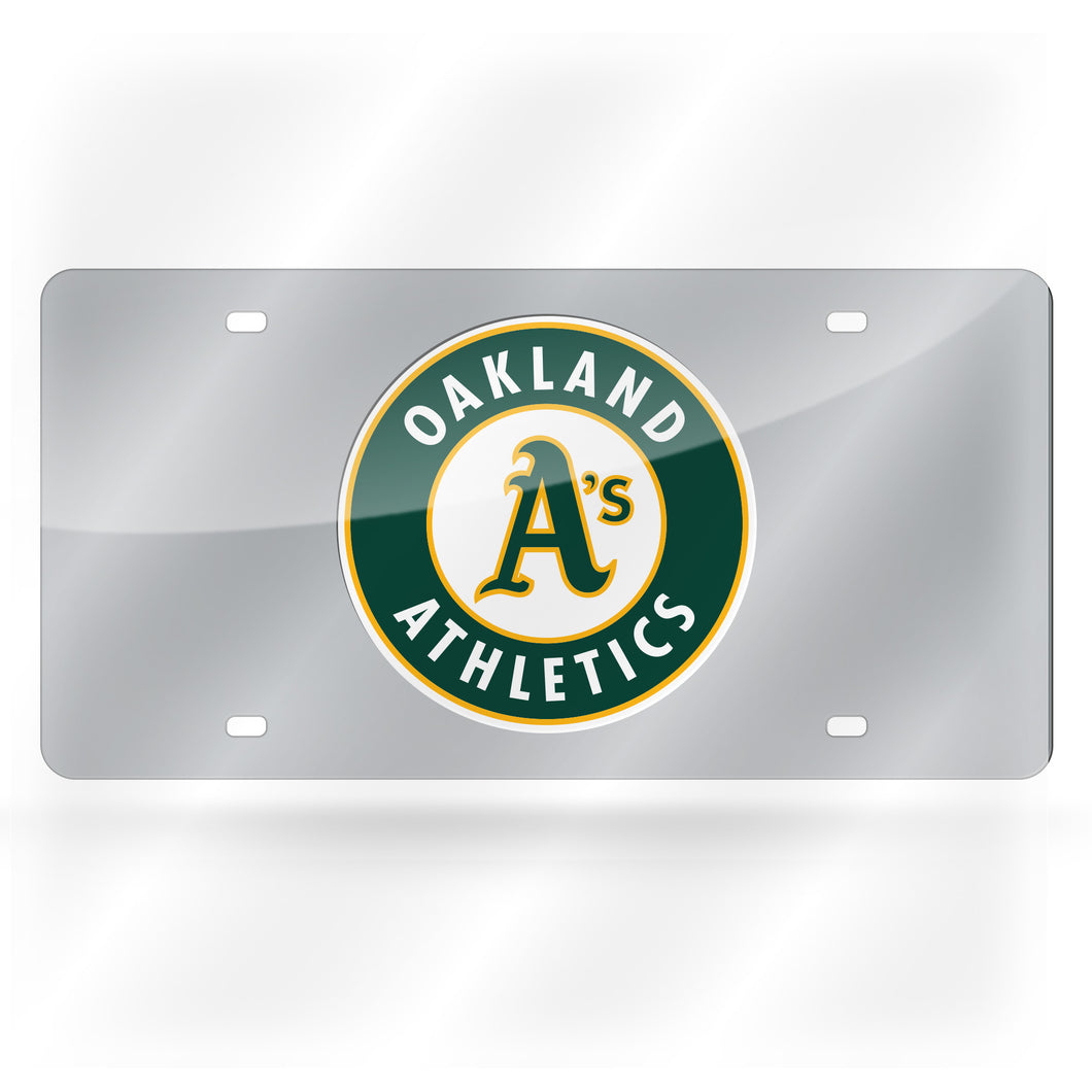 Oakland A's Chrome Laser Tag License Plate