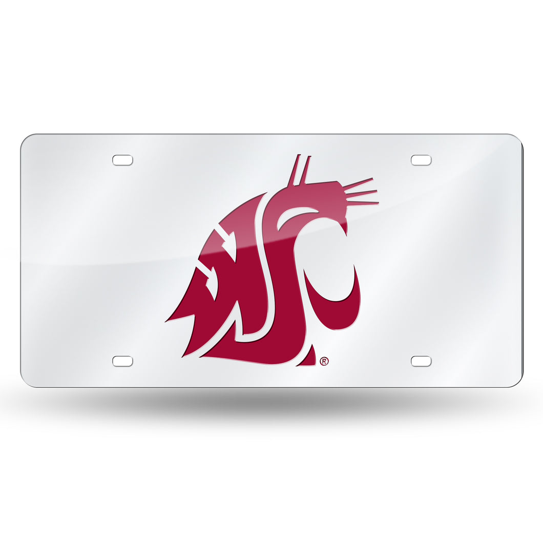 Washington State Cougars Silver Laser Tag License Plate 
