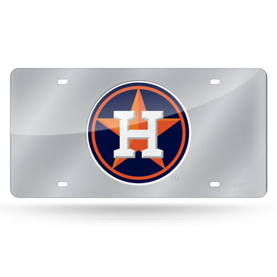 Houston Astros Silver Chrome Laser Tag License Plate