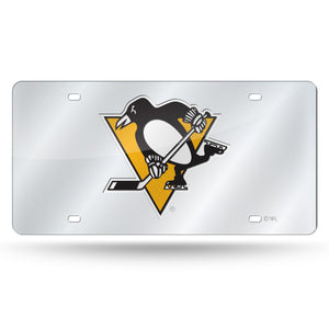 Pittsburgh Penguins Silver Chrome Laser Tag License Plate