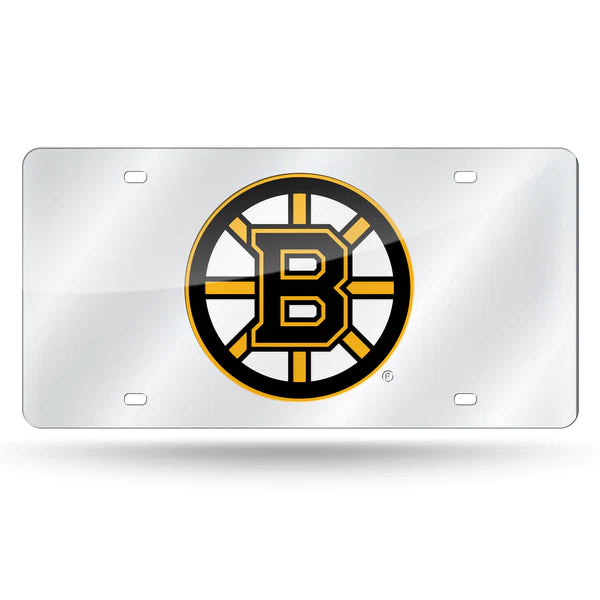 Boston Bruins Chrome Laser Tag License Plate