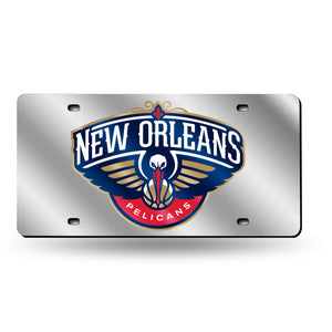 New Orleans Pelicans Chrome Laser Tag License Plate 