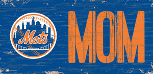 New York Mets Mom Wood Sign - 6"x12"