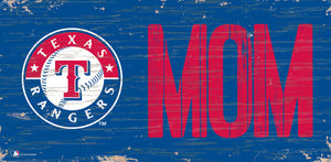 Texas Rangers Mom Wood Sign - 6"x12"