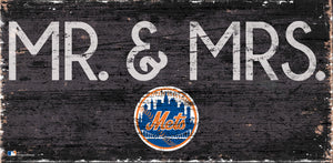 New York Mets Mr. & Mrs. Wood Sign - 6"x12"