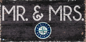 Seattle Mariners Mr. & Mrs. Wood Sign - 6"x12"