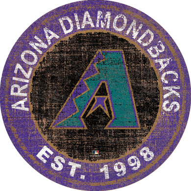 Arizona Diamondbacks Heritage Logo Round Wood Sign - 24