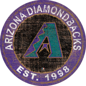 Arizona Diamondbacks Heritage Logo Round Wood Sign - 24"