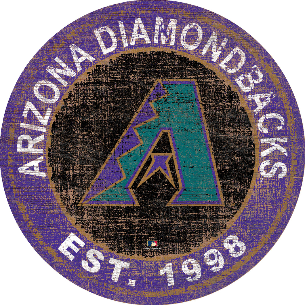 Arizona Diamondbacks Heritage Logo Round Wood Sign - 24