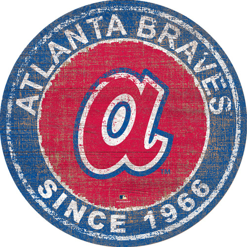 Atlanta Braves Heritage Logo Round Wood Sign - 24