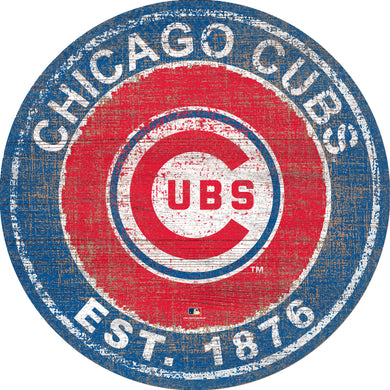 Chicago Cubs  Heritage Logo Round Wood Sign - 24