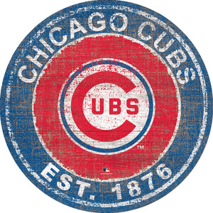 Chicago Cubs  Heritage Logo Round Wood Sign - 24"