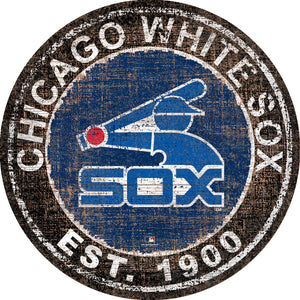 Chicago White Sox Heritage Logo Round Wood Sign - 24"