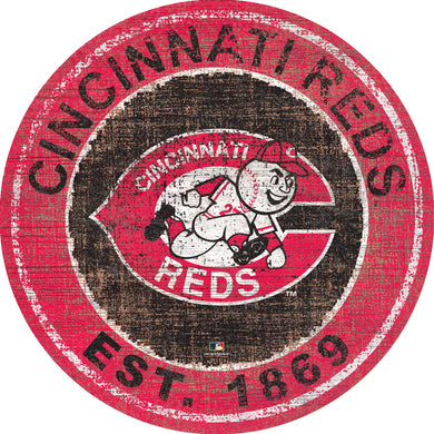 Cincinnati Reds Heritage Logo Round Wood Sign - 24
