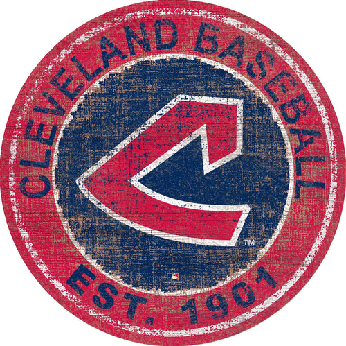 Cleveland Guardians Heritage Logo Round Wood Sign - 24