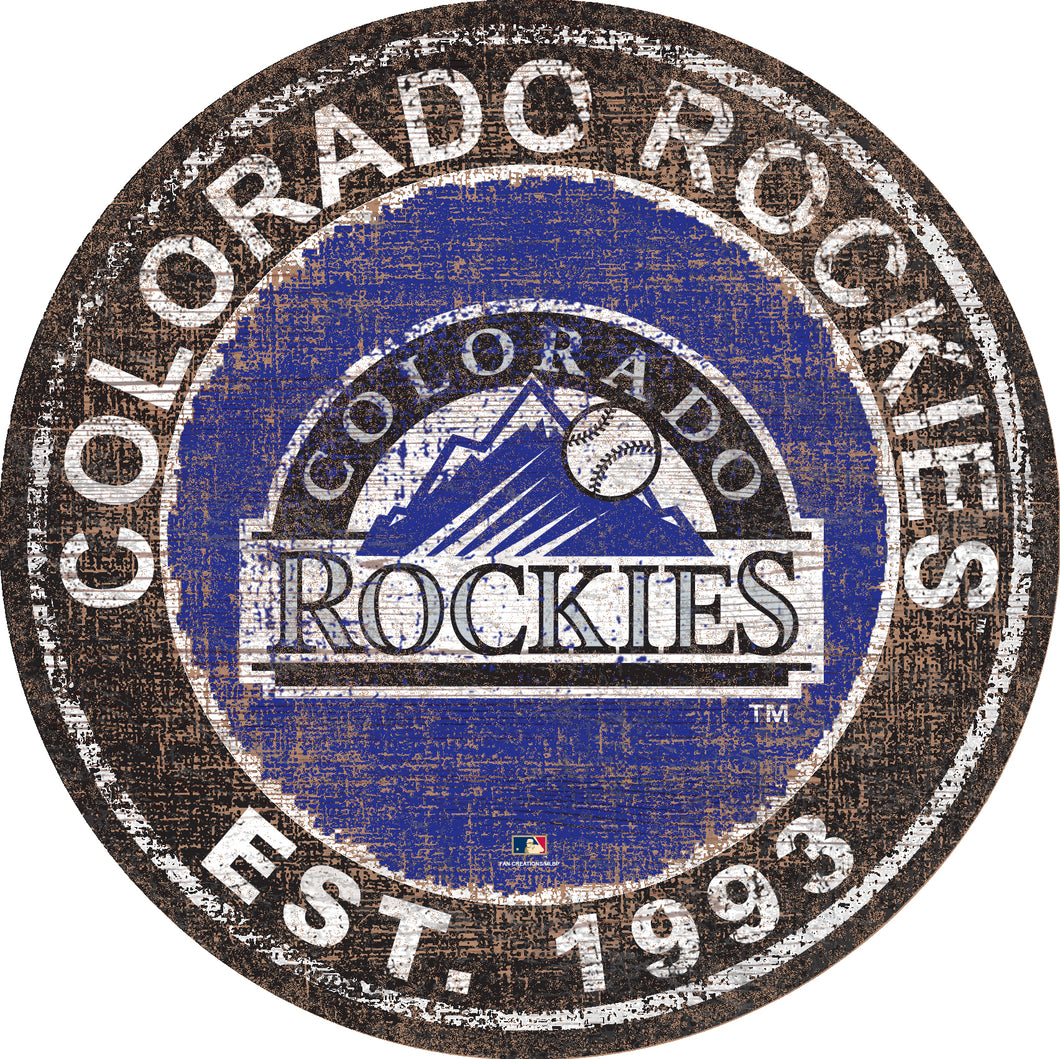 Colorado Rockies Heritage Logo Round Wood Sign - 24