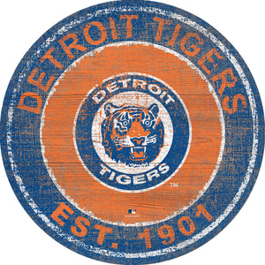 Detroit Tigers Heritage Logo Round Wood Sign - 24"