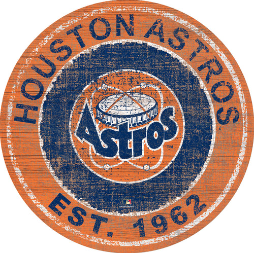 Houston Astros Heritage Logo Round Wood Sign - 24