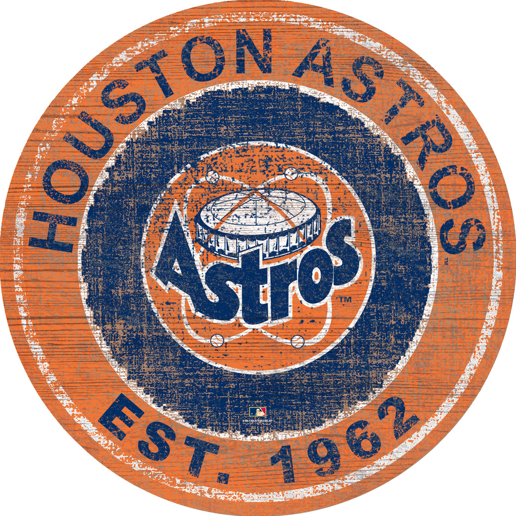 Houston Astros Heritage Logo Round Wood Sign - 24