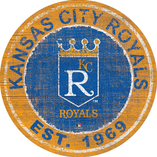 Kansas City Royals Heritage Logo Round Wood Sign - 24