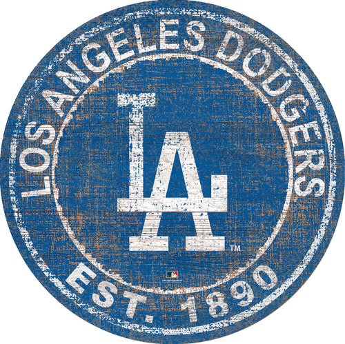 Los Angeles Dodgers Heritage Logo Round Wood Sign - 24