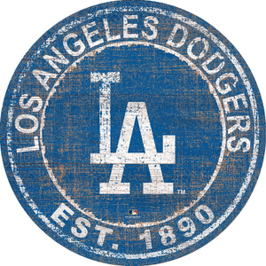 Los Angeles Dodgers Heritage Logo Round Wood Sign - 24"