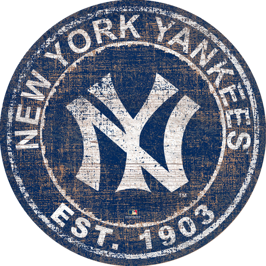 New York Mets Heritage Logo Round Wood Sign - 24