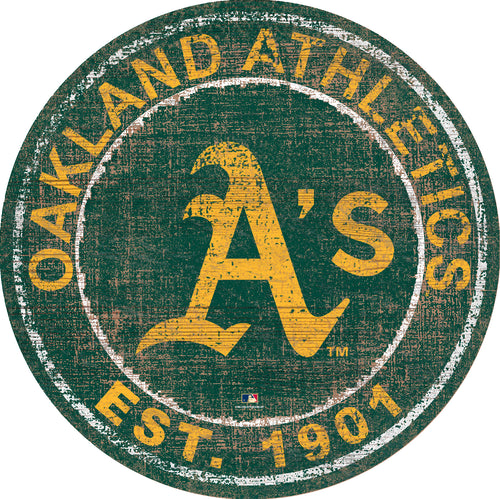 Oakland Athletics Heritage Logo Round Wood Sign - 24