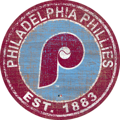 Philadelphia Phillies Heritage Logo Round Wood Sign - 24
