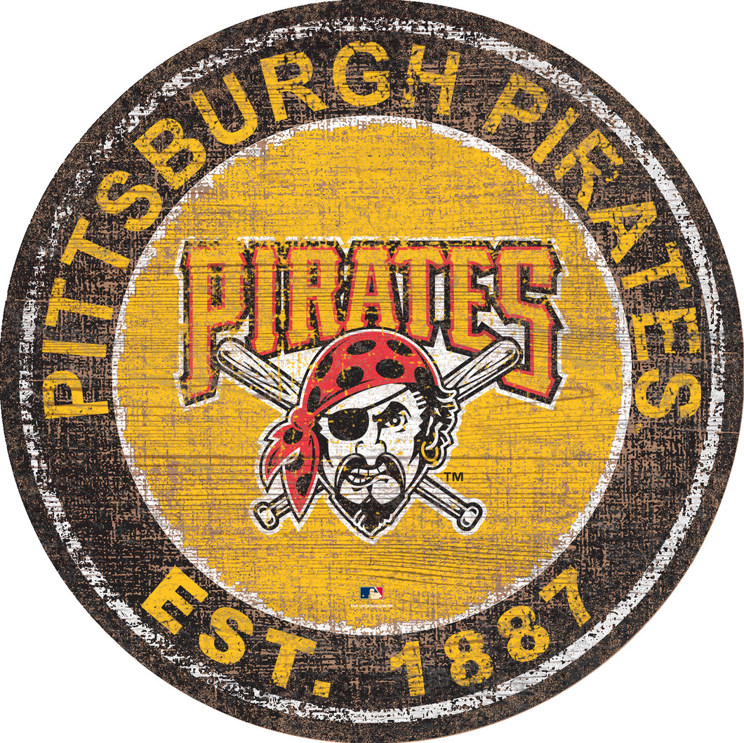 Pittsburgh Pirates Heritage Logo Round Wood Sign - 24