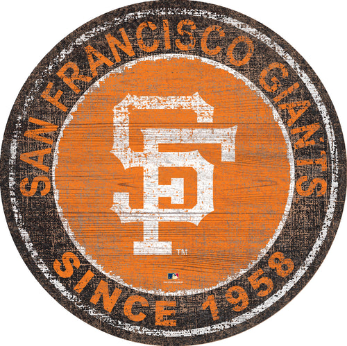 San Francisco Giants Heritage Logo Round Wood Sign - 24