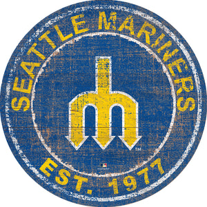 Seattle Mariners Heritage Logo Round Wood Sign - 24"