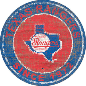 Texas Rangers Heritage Logo Round Wood Sign - 24"